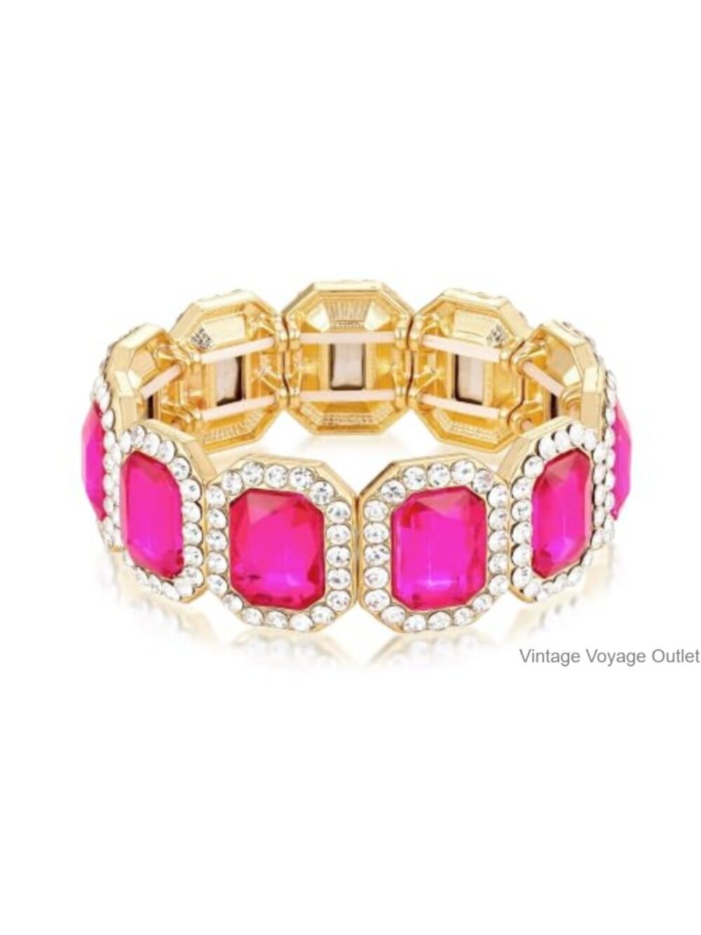 Rhinestone Stretch Bracelet Crystal Statement Bangle Wedding Party Jewelry